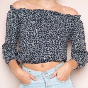 Brandy Melville off the shoulder flora top OS